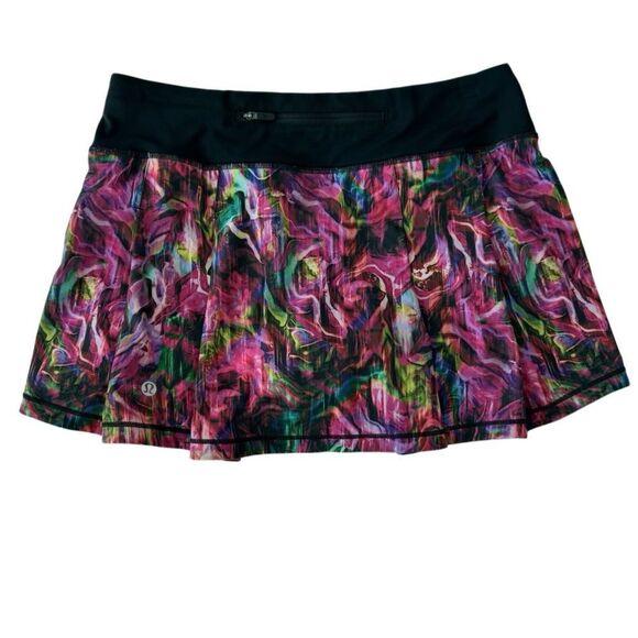 Lululemon Pace Rival Mid Rise Skirt Hyper Flow Pink Multi / Black - Picture 11 of 16